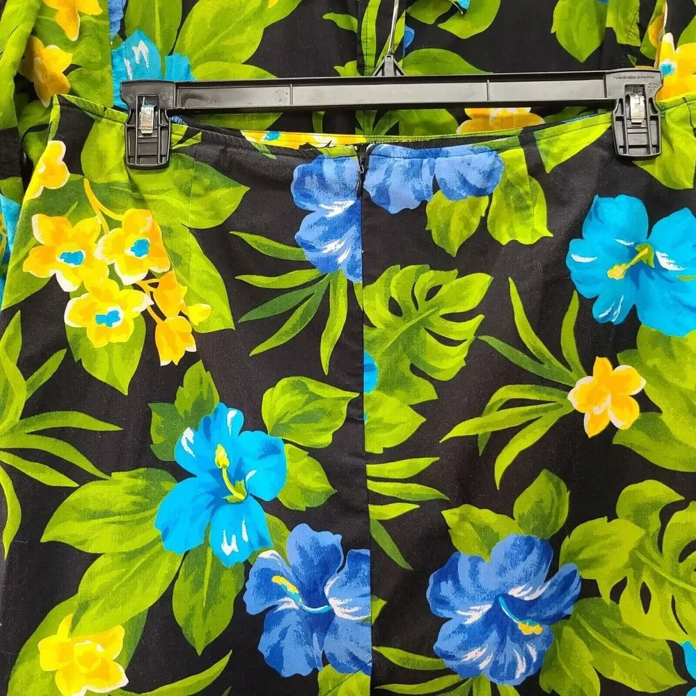 Jones New York Sport 2pc Set Multi-Color Size Large 100% Cotton Button Up Skirt